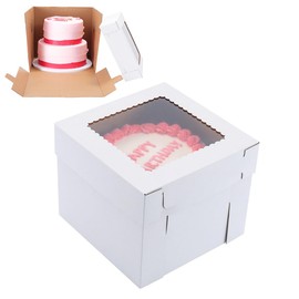 Huoshange Huoshange Tall Cake Boxes for Tier Cakes,12x12x10 Inch [10Pack ] Thick Sturdy Bakery Box with Window,White Cake Carrier, Disposable Cake Containers,Birthday Cake Boxes