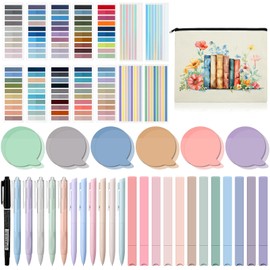 Trandraft Book Annotation Kit, Aesthetic Back to School Supplies 2640 Pcs Sticky Tabs, 300 Sticky Notes, 11 Gel Ink Pen, 12 Highlighter Marker, Pencil Case Pouch for Bible Study Book Lover(Bubble)