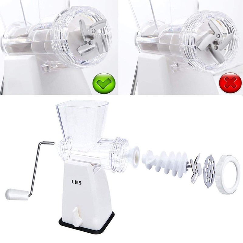LHS Manual Meat Grinder with Stainless Steel Blades Heavy Duty