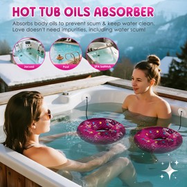 peloni Hot-Tub-Scum-Absorber Doughnut Oil-Absorbing-Spa-Sponge-Hot-Tub-Floating-Sponge Pool-Cleaning-Sponge Hot-Tub-Scum-Bug-Reusable Soak-Up-Songe Keep Water Cleaner-Hot-Tub-Accessories Adults Kids