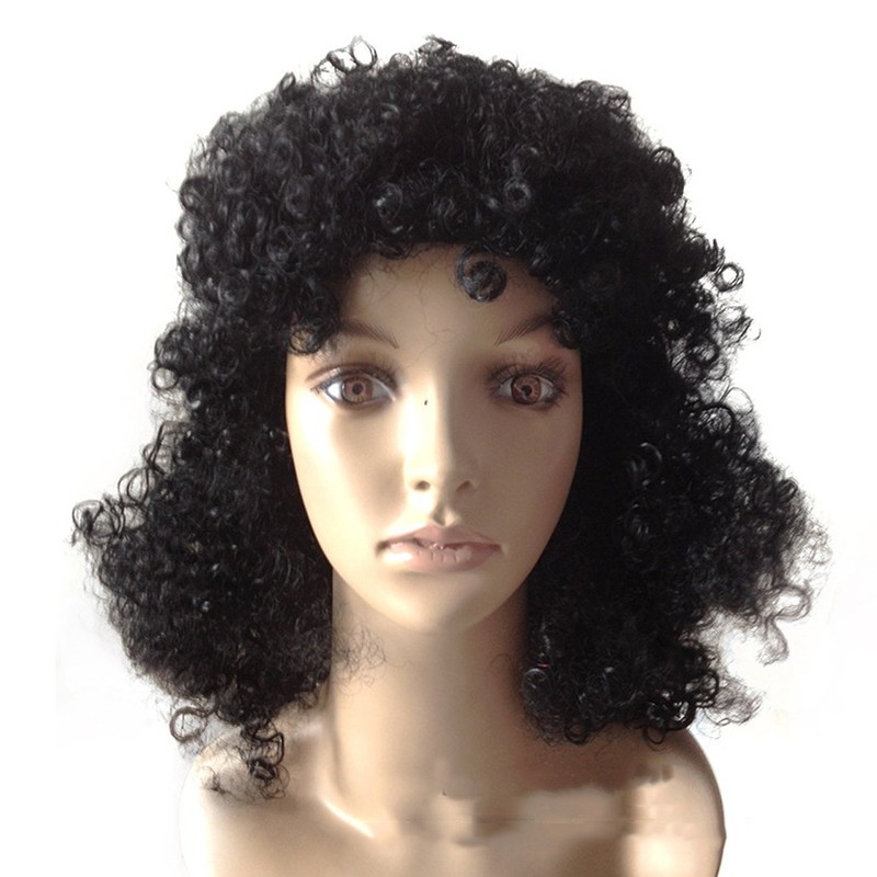 70s 80s Men's Party Fancy Dress Halloween Wig curly black