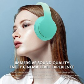 Usoun Bluetooth Headphones Over-Ear,Kids Wireless Bluetooth Headphones with Mic,Foldable Wireless/Wired Stereo Headset,TF Card,Kids Headphones for Boys Girls Travel School Cellphone Tablet PC (Green)