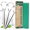 Metal Tongue Scraper Cleaner 3-Pack for Oral Care, Reduce Bad Breath, Professional 100% Stainless Steel Tongue Scrapers for Adults & Kids with Travel Case, Easy to use & Clean, by RONAVO