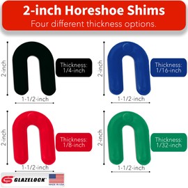 Glazelock Plastic Horseshoe Shims for Leveling Multipack (400-Piece 1/4, 1/8, 1/16, 1/32-inch) U Shape Tile Shims Spacers to Level Windows, Floors, Toilets, Doors – Indoor Outdoor Use - Made in USA