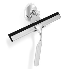 kowald Shower Squeegee Stainless Steel 25 cm Wide with Hanger and Vacuum Holder, Replacement Lip