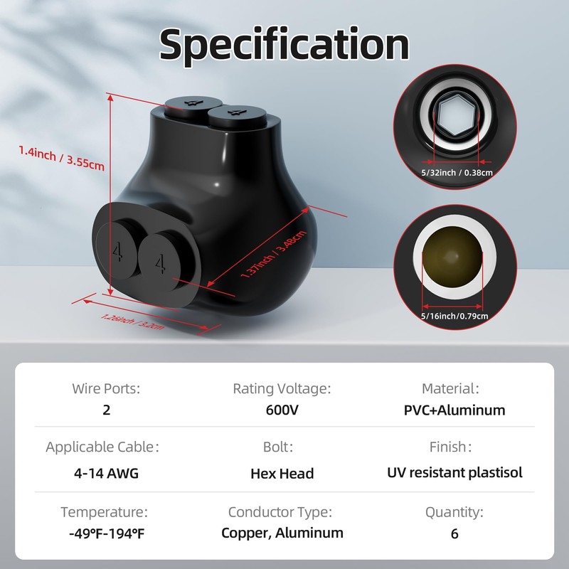 DaierTek Conector de empalme aislado en línea 4AWG