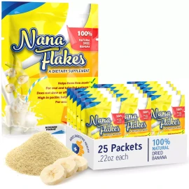 Nana Flakes 100% Pure Dried Banana No Sugar Single Serve 22 Oz 25 Packets