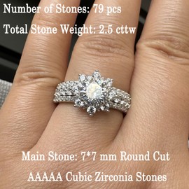 Newshe Jewellery AAAAA Wedding Ring Sets for Her Flower Engagement Rings for Women Sterling Silver Ring Enhancer Cz Size 10
