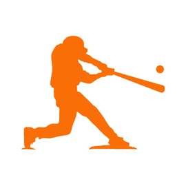 Baseball Player at Bat V1 Vinyl Decal by StickerDad® - Size: 3.5", Color: Reflective Orange - Windows, Walls, Bumpers, Laptop, Lockers, etc.