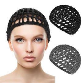 WLLHYF 2 PCS Wig Cap Hair Net Sleeping Bonnets Essentials Hairnets Elastic Bands Wrap Grip Crochet Braided Satin Cosplay Head Making Fix Mesh Sew Headwear Night Hats Women Men