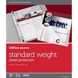 Office Depot Standard Weight Sheet Protectors, 8 1/2in. x 11in., Clear, Pack of 50, 491676