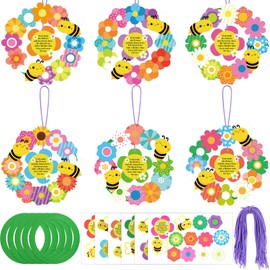 Skyygemm 30 Sets Mother's Day Wreath Craft Kit, Religious Mothers Day DIY Crafts Bulk for Kids, Mothers Day Craft Projects Gifts for Christian Sunday School Classroom Home Activities
