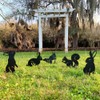 Artistic Rabbit Metal Statue 2D Rabbit Animal Figurine Stakes Outdoor