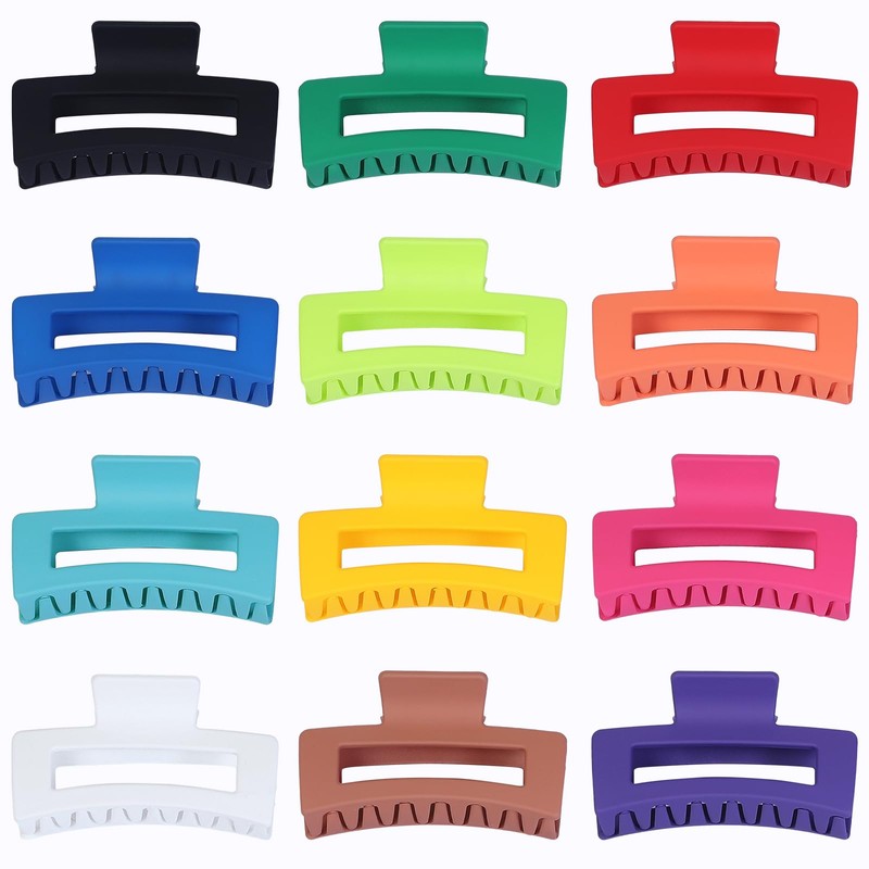 Sisiaipu 3.5 Inch Medium Hair Accessories: 12 Pcs Square Jaw
