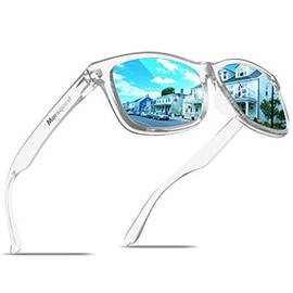 MARSQUEST Polarized Sunglasses, Wellington Type, UV400 UV Protection, Reflective Light, Strong Light, Glare Cut, Drop Prevention, Shock Resistant, For Cycling, Driving, Running, Fishing, Climbing, Trekking, Fashion for Men & Women, light blue