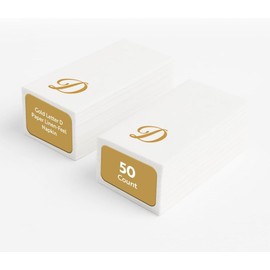Luxenap 15.8 X 7.9 Inch Linen-Feel Guest Towels, 50 Lettered Hand Towels - Gold Letter 'D', Cursive Font, White Paper Dinner Napkins, airlaid, For Restrooms And Tables - Restaurantware