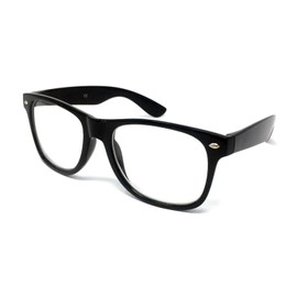 WS UK Adults Clear Lens Glasses - Unisex with UV400 Protection (Black)