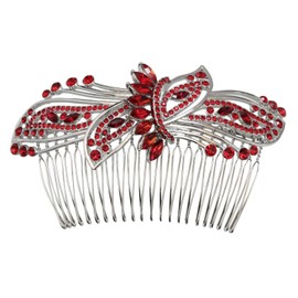 Faship Gorgeous Red Rhinestone Crystal Huge Big Floral Hair Comb