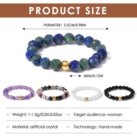 XFSRG Pack of 5 Women's Natural Stone Crystal Beads Ring Elegant and Refined for Dating, Evening Events and Beach Holidays