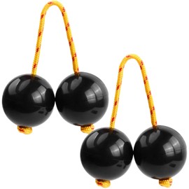 OFKPO 2 Pairs Aslatuas Rhythmic Ball, African Shaker Music Egg Shaker, Hand Percussion for Kids Adults(Black)
