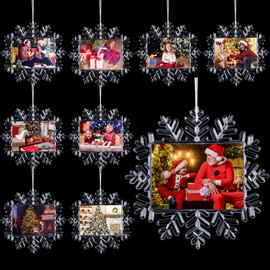 Yookeer Christmas Snowflake Hanging Photo Frame Snowflake Ornaments Christmas Photo Ornaments Christmas Acrylic Snowflake Photo Ornaments Snowflake Photo Frame for Christmas (Classic,9 Pcs)