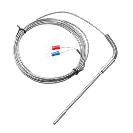 QUARKZMAN K Type Thermocouple Temperature Sensor Probe 4 x 100 mm 6.6 ft Wire 0 to 1000 °C (32 to 1832°F) Stainless Steel