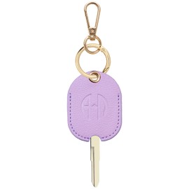 ANHBKAR Leather Keys Sleeve for Broken Car Key Loop Replacement - Cute Keychain Cover - Protector, Holder for Men & Women (Large - Purple 02)