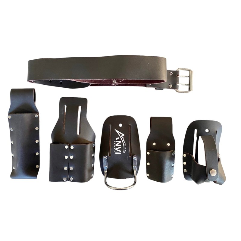 ANVI GLOBAL Scaffolding Belt | 6-Piece Tanned Split Leather Scaffold