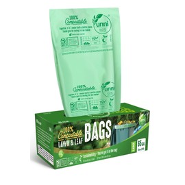 UNNI Compostable Liner Bags, 64-65 Gallon, 246 Liter, 10 Count, 50 x 60 Inches, Heavy Duty 1.5 Mils, Large Garbage Bags, ASTM D6400, US BPI, CMA and Europe OK Compost Home Certified, San Francisco