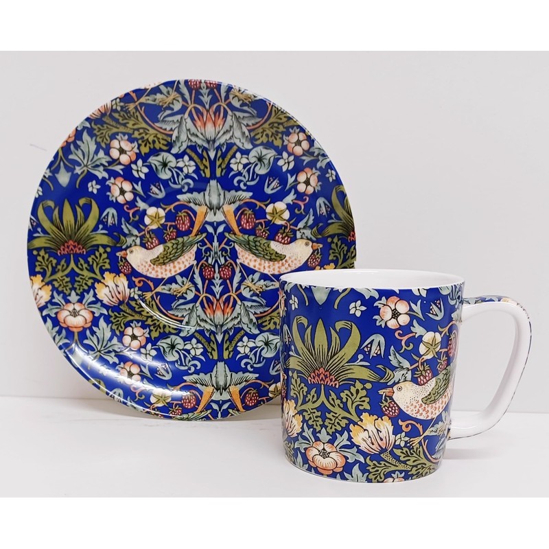 Rainbow Decors William Morris Strawberry Thief Blue Espresso 2 Cups