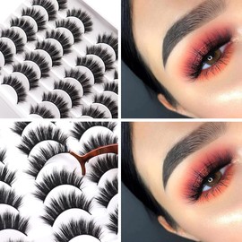 Losha Eyelashes Natural Look Faux Mink Lashes Pack Handmade Fluffy False Eyelashes 14 Pairs Eye Lashes (815)