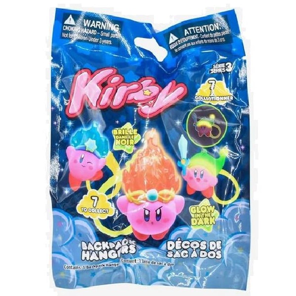 Kirby Glow in The Dark Backpack Hangers - Characters are Assorted and Will Vary, Collect All 7!