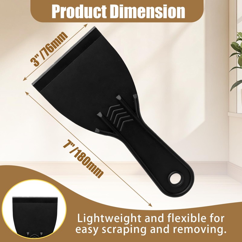 Flexible Plastic Putty Knife Set, 6pcs Scraper for Spackling