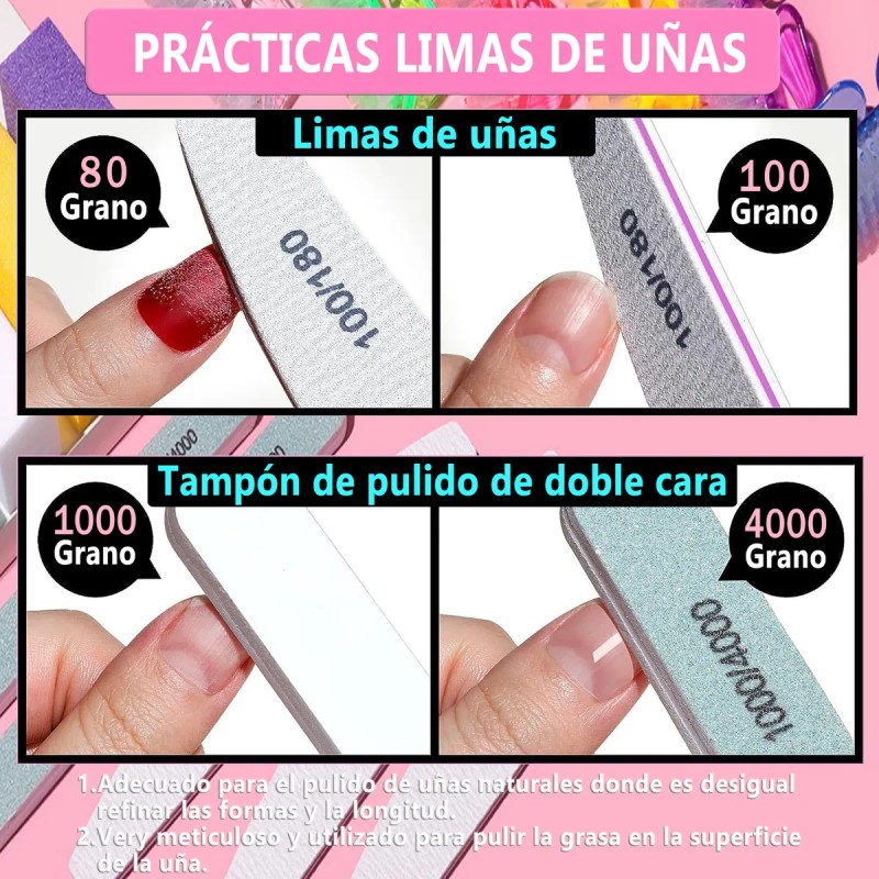 Kit De Para Manicure Y Limas Para Uñas Profesional 12