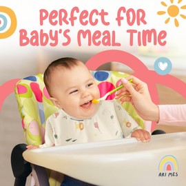 ARI MES Long Sleeves Waterproof Baby Bibs for Eating - Cherries, Small - Wearable, Coverall for Toddler, Long Sleeve Bib, Smock Apron for Feeding - Applicable for 6-72 Months