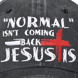 Tezmd Cross Embroidered Baseball Cap for Women Men Vintage Adjustable Washed Distressed Denim Baseball Hat (CA/US, Alpha, One Size, Cross)