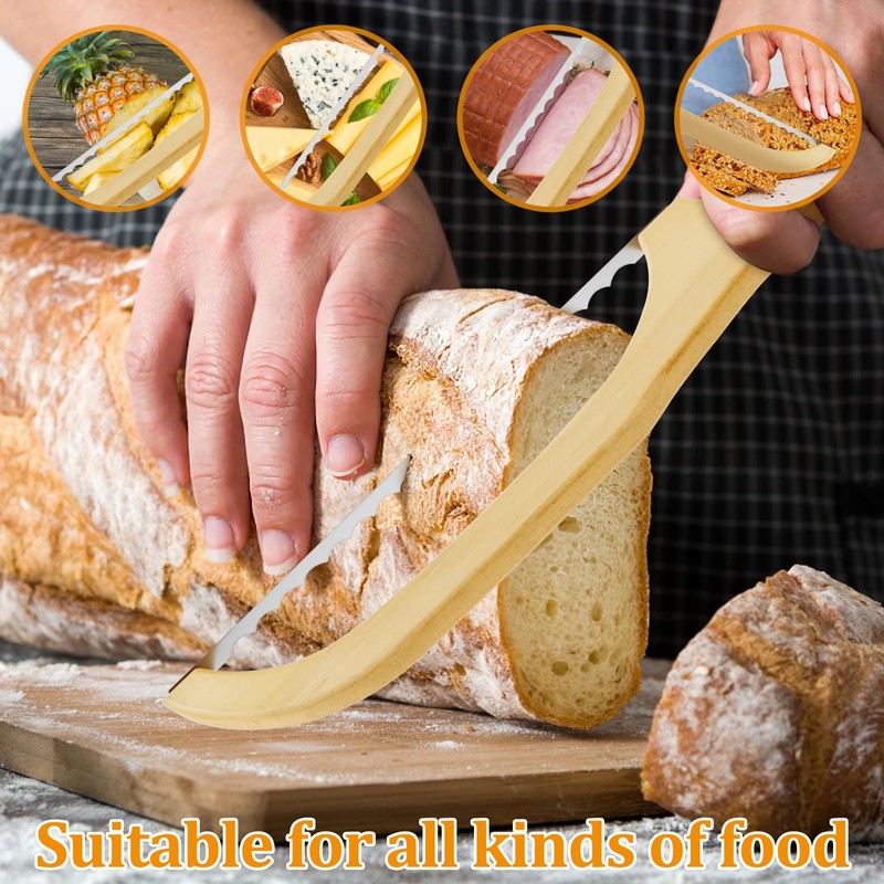 4 Pack Bread Slicer with 8 Replacement Serrated Blades for