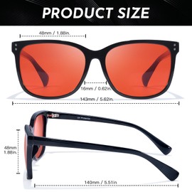 SODQW Blue Light Blocking Glasses for Women Men Square Anti Blue Eyeglasses with Orange Red Lens for Computer TV Phone