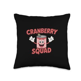 Cranberry Squad Cute Cartoon Can Funny Thanksgiving Food Throw Pillow