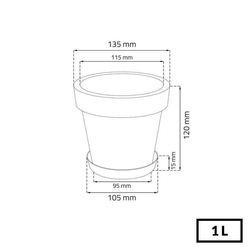 Prosperplast Blumentopf Übertopf inkl. Untersetzer 13.5 x 12 cm grau