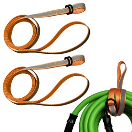 MULTUS Orange Reflective Dual Loop Tie Down strap for Cargo Truck Hunting Trailer Camping Canoe Kayak Lawn Equipment Gear – 4 Foot Polyester Loop Strap - 2 pack