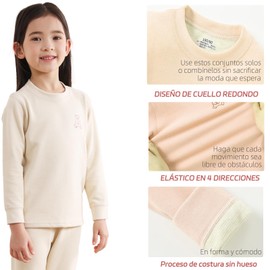 LIHYL Ropa Termica para Nino,Conjunto de Ropa Interior térmica para Niña con Ingredientes Lana y Seda,Suave y no se decolora (Amarillo, 4-6 Años)