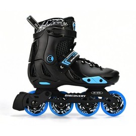 Discovery Kids Adjustable Molded-Shell Inline Skates, Freestyle Slalom Beginner (Black, EU 33-36 / US 1.5-4 / 205mm-229mm)