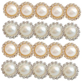 Hohopeti 20pcs DIY Pearl Rhinestone Embellishments for Hair Accessories Nail Art Crafts Stylish Alloy Decoration Beads for Weddings Parties Makeup