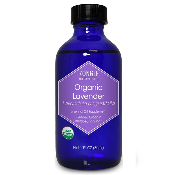 Zongle USDA Certified Organic Essential Oil, Safe to Ingest, 1 OZ (Lavender)