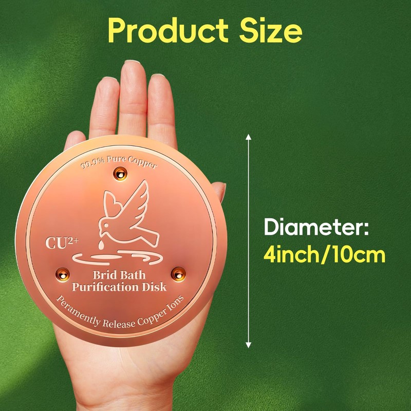 QWACVRTM Bird Bath Copper Disk, 99.99% Pure Copper Cleaning Disk,