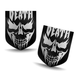 SkinoEu® 2 x Autoaufkleber Vinyl Aufkleber für Auto Moto Motorrad Fahrrad Helm Fenster Tuning Silber Schädel B 120