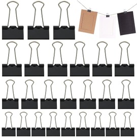 Pack of 75 Foldback Clips Set, 15 mm/19 mm/25 mm/32 mm, Black Binder Clips, Paper Clips, Paper Clips, Paper Clips for School, Office Supplies, Stationery, Notes