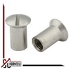 Sleeve nuts with raised countersunk head and slotted drive –