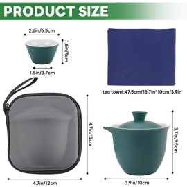Portable Chinese Tea Set，Gongfu Kung Fu Tea Set，Porcelain Teapot & Teacups with Travel Bag for Travel Home Gifting Outdoor and Office（Green）
